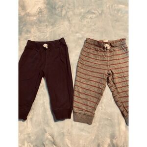 Carters Baby Boy Jogger Sweatpants Bundle 12M Navy Blue Grey Red Stripe 2 Pack